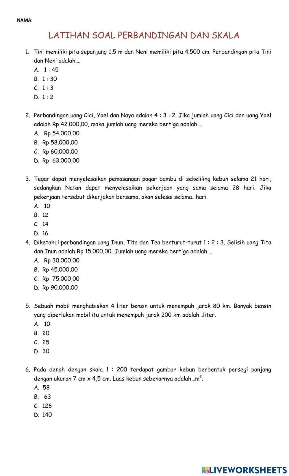 Menguasai Perbandingan: Kumpulan Soal Matematika Kelas 6 Semester 2 Beserta Jawabannya untuk Latihan Intensif Menguasai Perbandingan: Kumpulan Soal Matematika Kelas 6 Semester 2 Beserta Jawabannya untuk Latihan Intensif