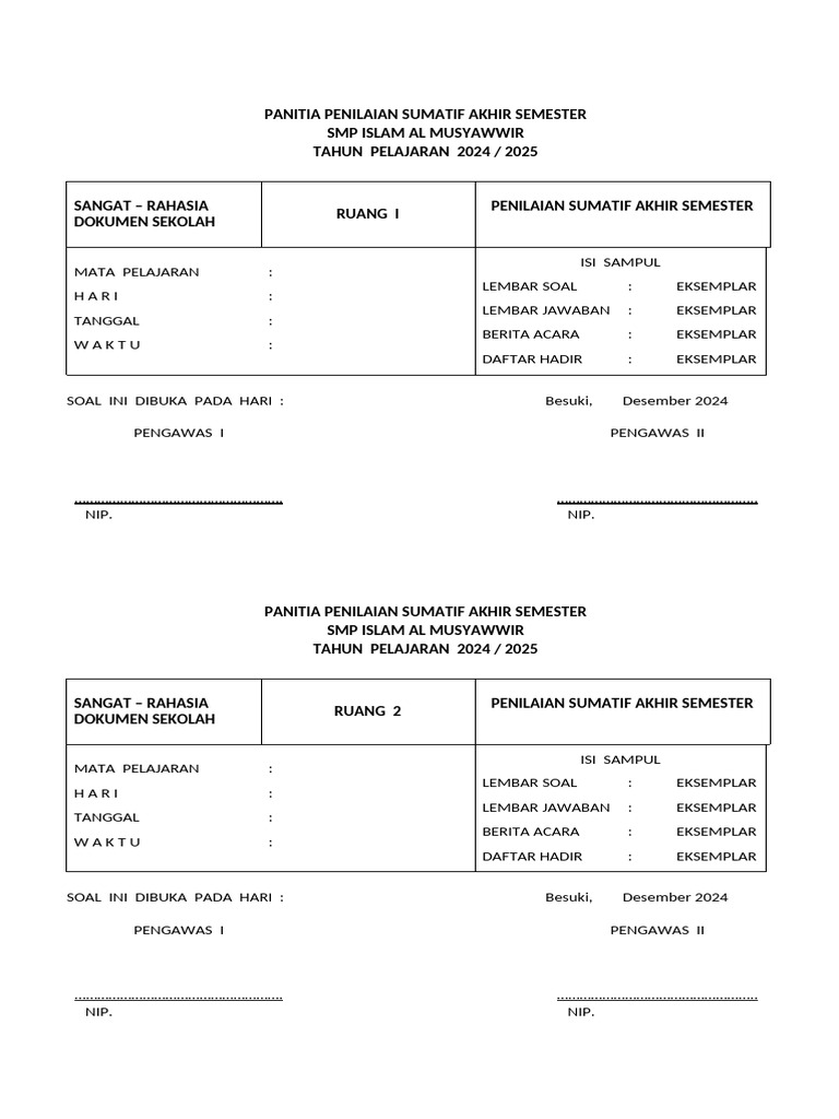 Sampul Amplop Naskah Soal Ujian Repaired PDF