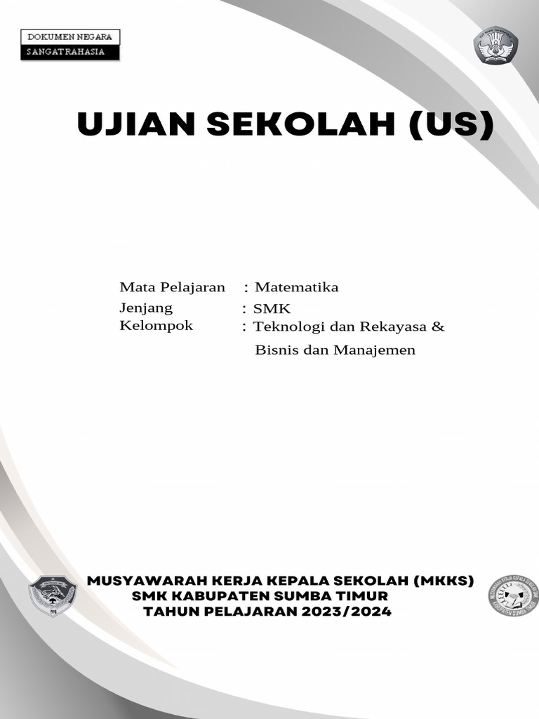 Soal Ujian Sekolah Matematika SMK PDF