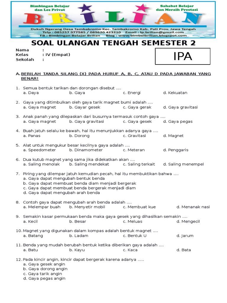 5 Contoh Soal IPA SD Kelas 4 Doc Ternyata Bisa Bikin Anak Paham Energi