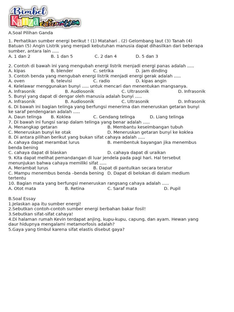 5 Contoh Soal IPA SD Kelas 4 yang Wajib Dikuasai Sebelum Ulangan Semester 2026