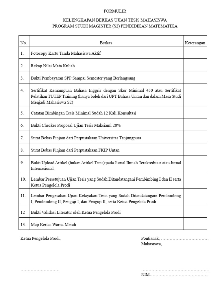 Formulir Ujian Tesis PDF Formulir Ujian Tesis PDF