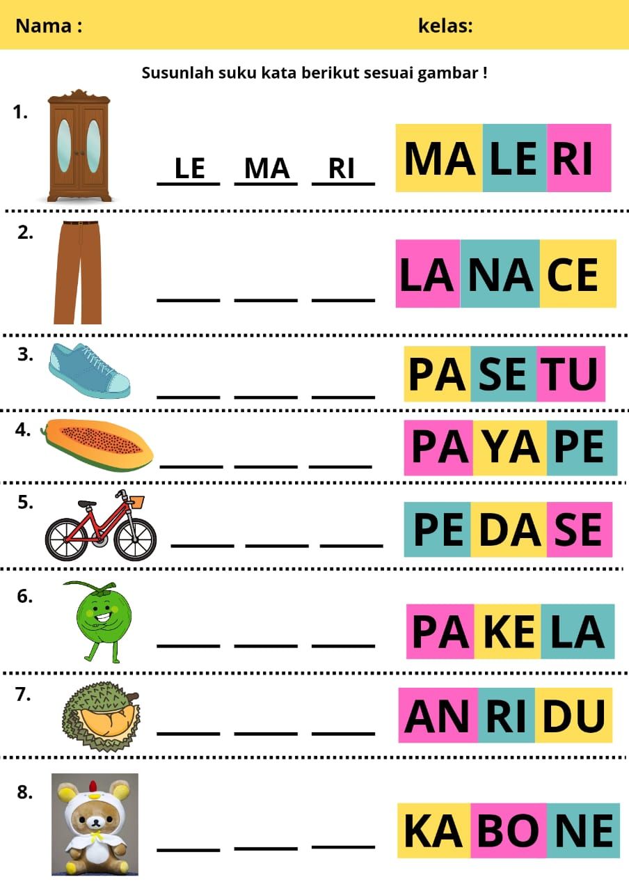 LKPD Bahasa Indonesia Kelas 1 Ide membaca Materi membaca dan menulis