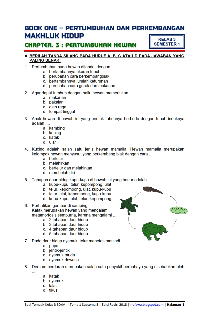 7 Ciri Makhluk Hidup yang Wajib Diketahui dan latihan soal kelas 3 pertumbuhanhewan