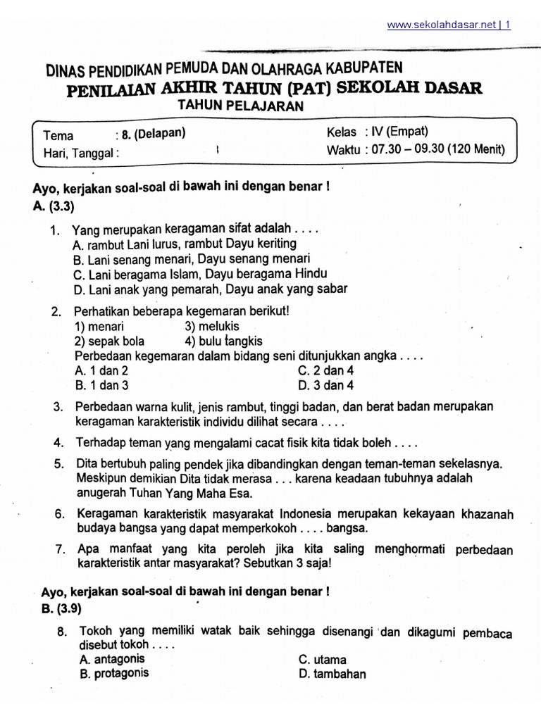 7 Tips Terbukti Memudahkan Download Soal UTS Semester 2 Kelas 4 SD Tema 8 Gratis Sekarang