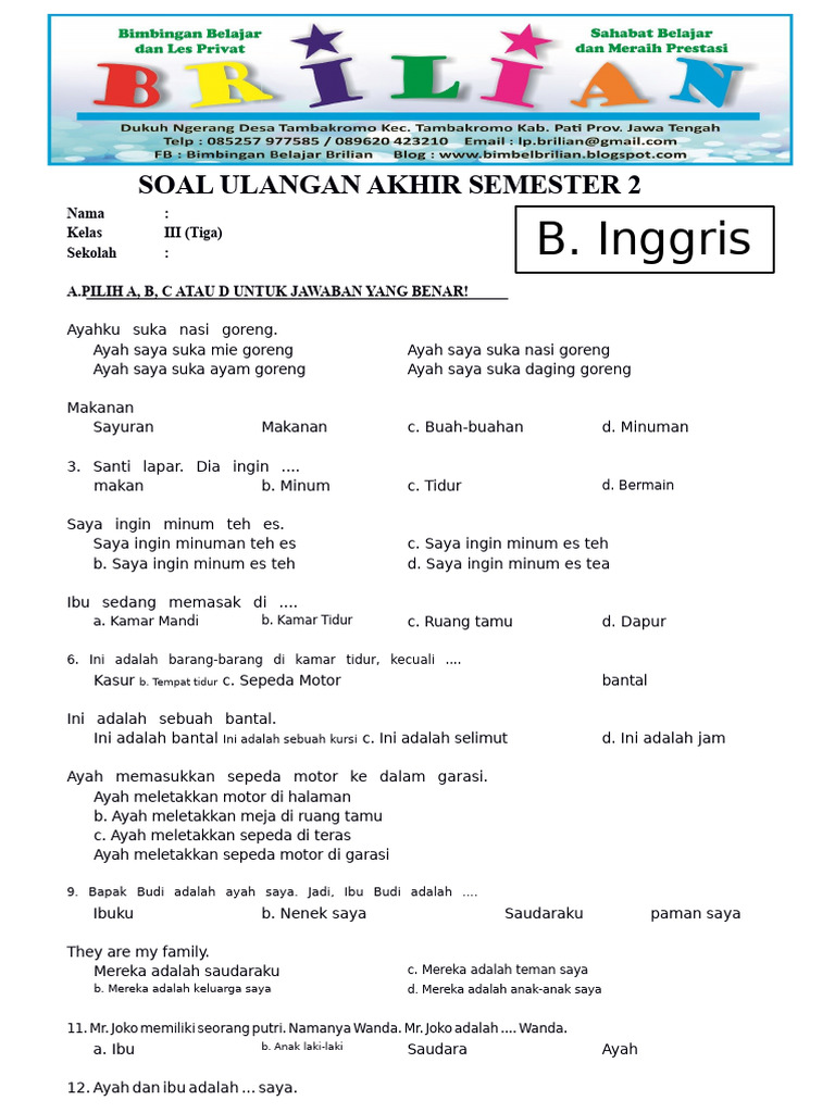 Akhirnya Terungkap! Ini Rahasia Jitu Taklukkan Latihan Soal Kelas 3 Bhs Inggris Semester 2 Sebelum Jadi Mapel Wajib