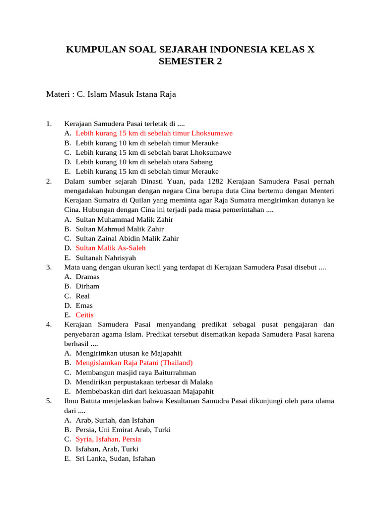 Terbukti 7 Contoh Soal Sejarah Kelas X Semester 2 Beserta Jawabannya yang Jarang Diketahui