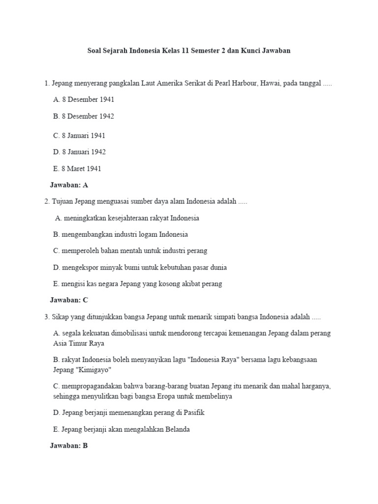 Terbukti Wajib Tahu contoh soal sejarah kelas xi ipa semester 2 dan jawabannya UN 2026