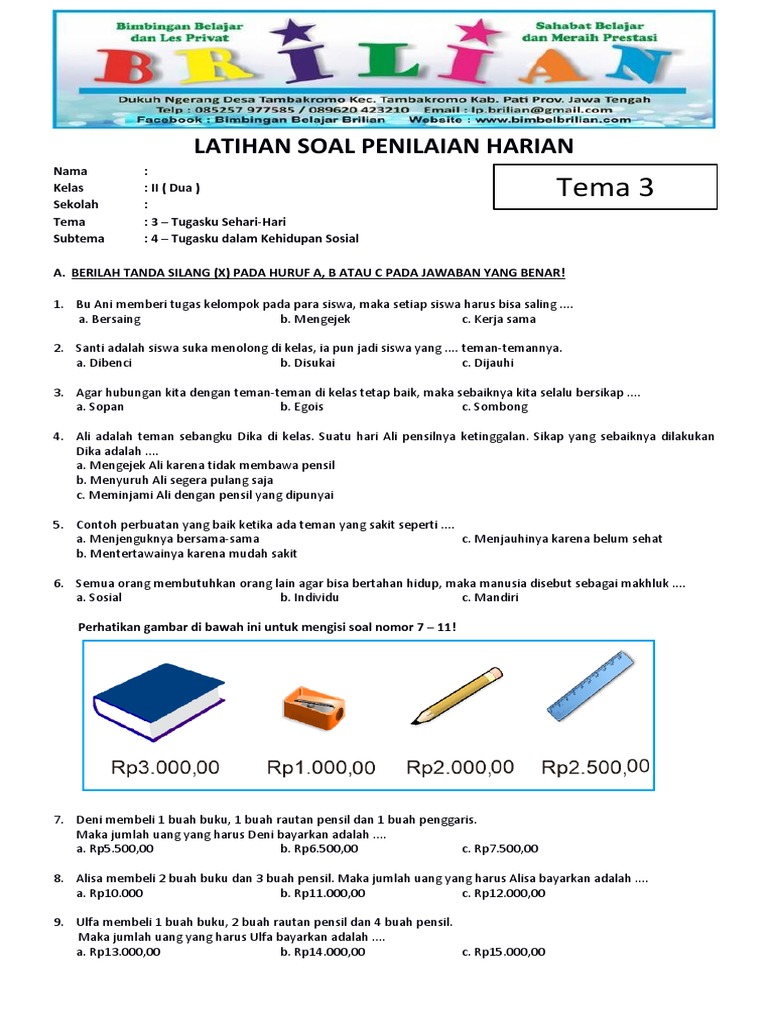 Ternyata Ini 10 Latihan Soal Kelas 2 SD Tema 3 Subtema 4 yang Sering Muncul di Ujian, Wajib Dikuasai Sebelum Terlambat