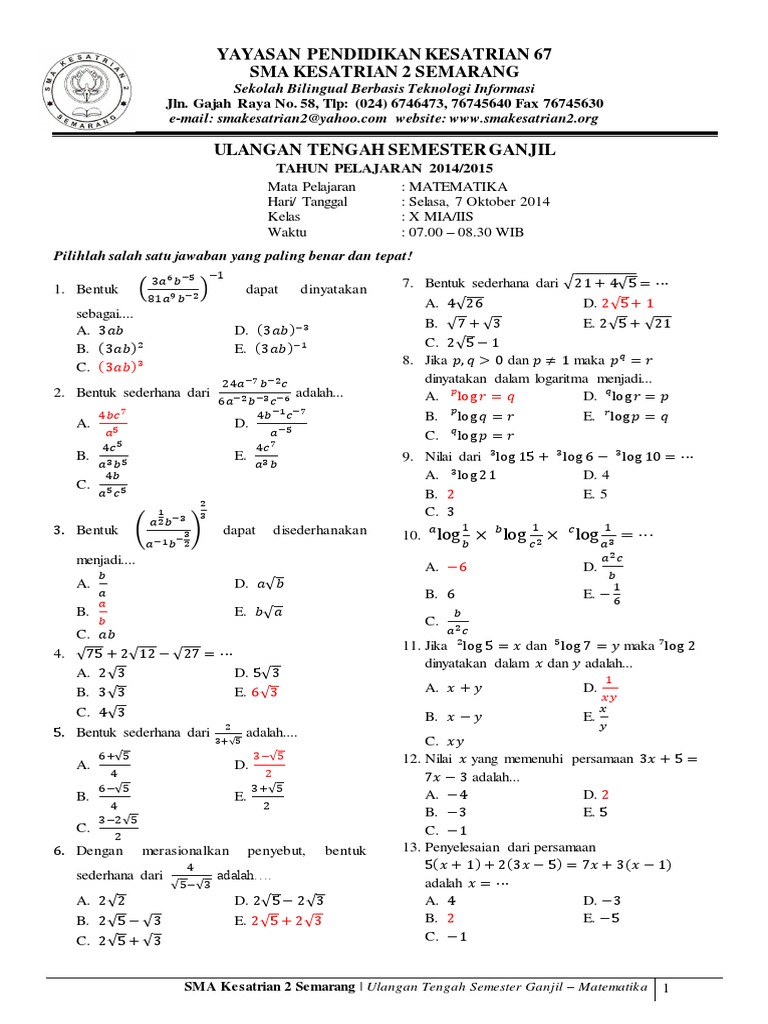 Ternyata Ini Dia Contoh Soal Materi Matematika Minat Kelas 12 Bab 1 yang Sering Muncul di STS 2026