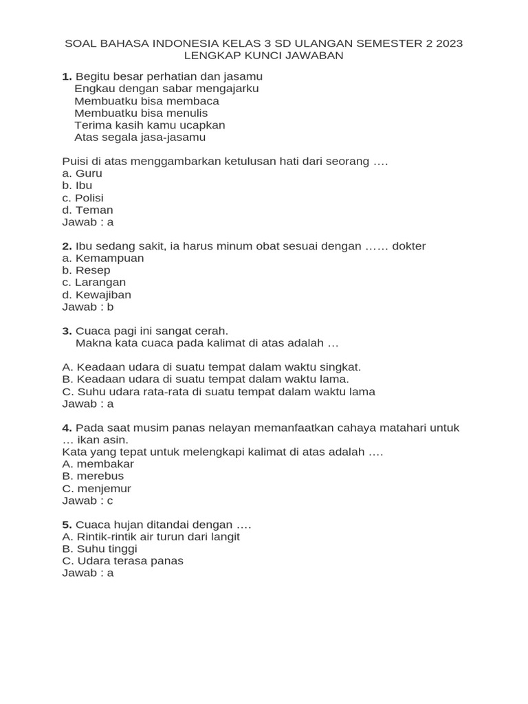 free download soal bahasa indonesia kelas 3 sd semester 2, 5 Cara Cepat Naikkan Nilai PTS