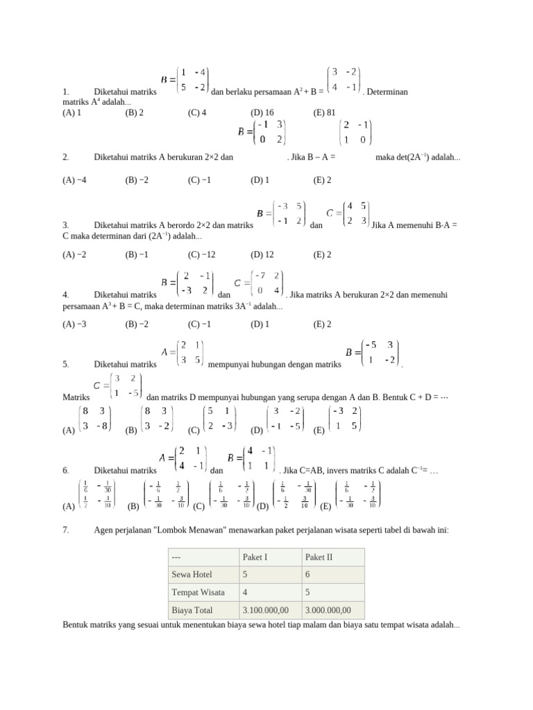7 Contoh Soal Matriks Kelas 12 Semester 1 Ternyata Semudah Ini Jika Tahu Trik Cepatnya