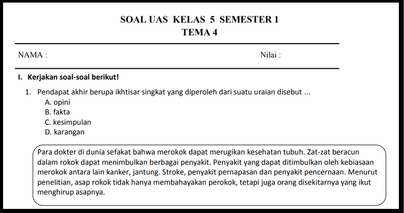 Terbukti Rahasia Sukses UAS Kelas 5 Tema 4: Download Soal-Soal UAS Kelas 5 Tema 4