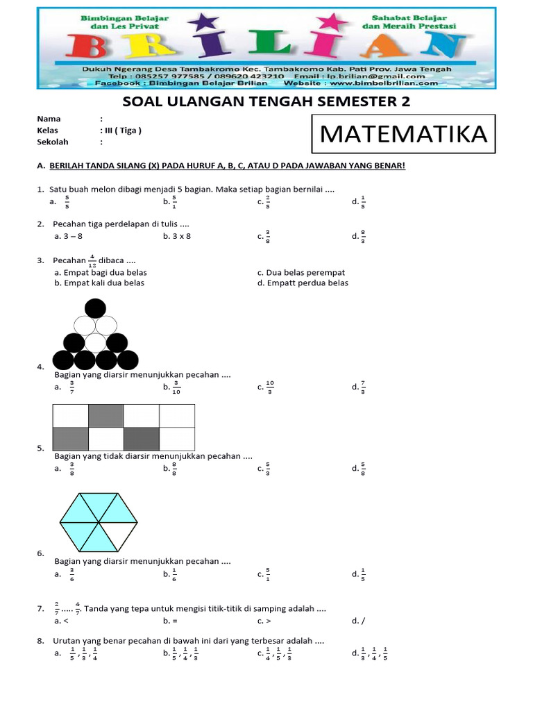 Rahasia Lulus Nilai Sempurna Lewat Kumpulan soal pts matematika kelas 3 semester 2