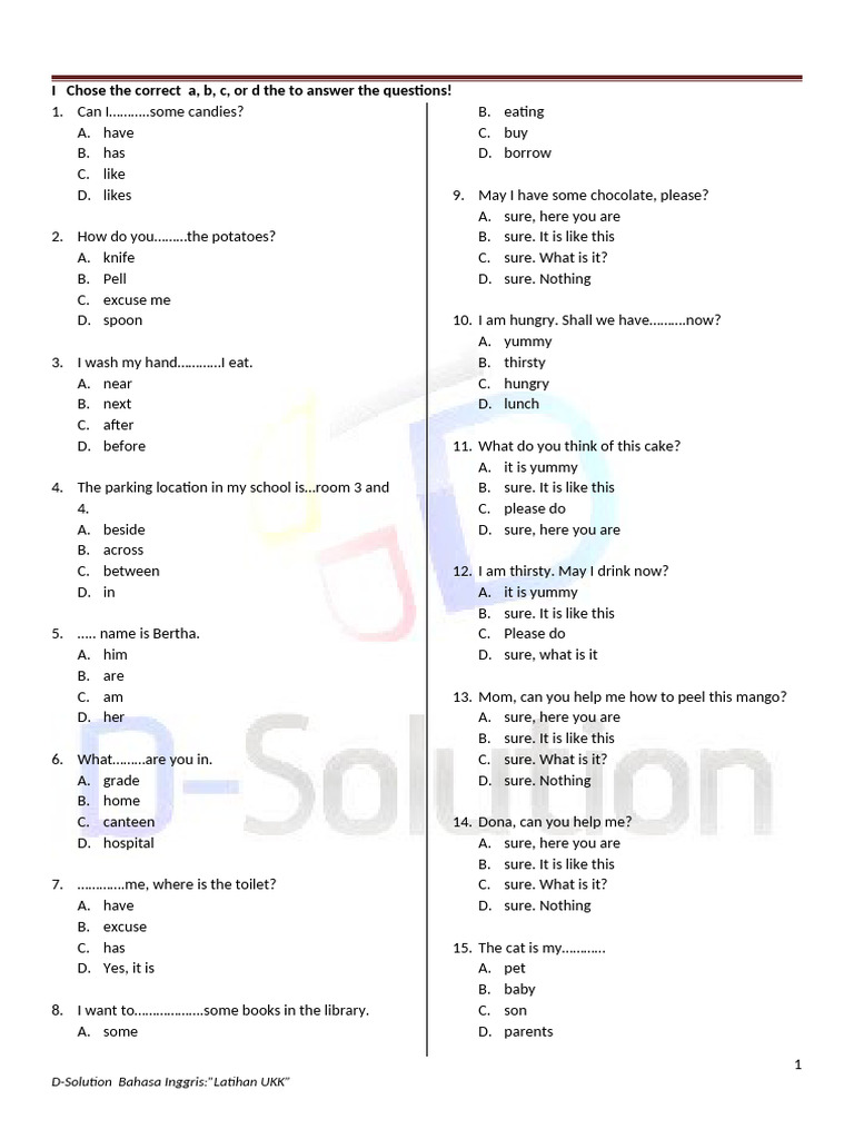Wajib Tahu! Ini Latihan Soal UAS Bahasa Inggris Kelas 5 Semester 2 Terbaru Agar Nilai Maksimal