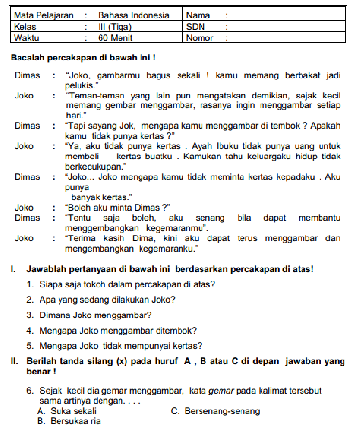 Wajib Tahu! Kumpulan Latihan Soal UTS Bahasa Indonesia Kelas 4 SD Semester 1 Terbaru